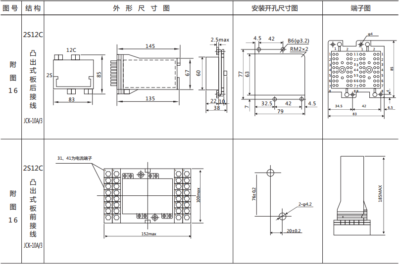 BZS-12延時(shí)中間繼電器外形及開(kāi)孔尺寸
