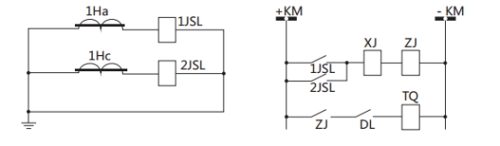 JSL-14繼電器構(gòu)成的二相式定時限保護(hù)的原理圖
