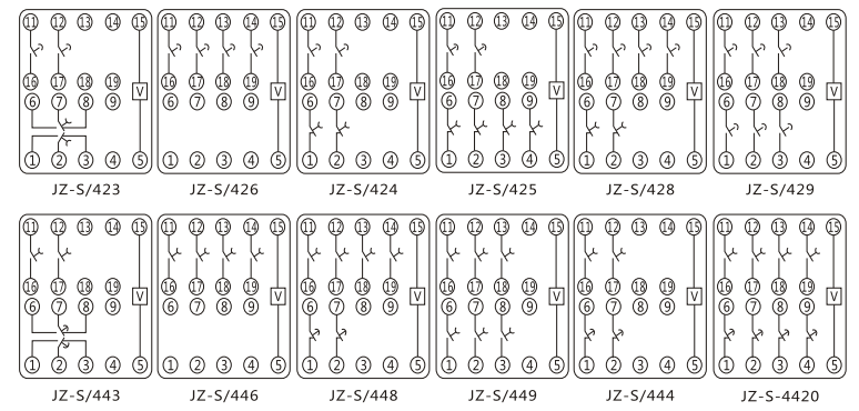 JZ-S/2416靜態(tài)可調(diào)延時(shí)中間繼電器內(nèi)部接線圖及外引接線圖
